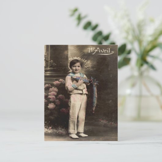 Kind Vis Vergiftiging d'avril April Fool's Day Briefkaart (Staand voorkant)