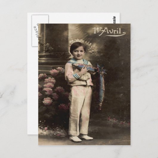 Kind Vis Vergiftiging d'avril April Fool's Day Briefkaart (Voorkant / Achterkant)