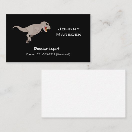 Kind Visitekaartje Dinosaur Expert Contactkaartje (Voorkant / Achterkant)