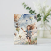kind vliegende vliegers briefkaart (Staand voorkant)