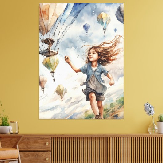 kind vliegende vliegers canvas afdruk (Insitu (Woonkamer))