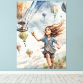 kind vliegende vliegers canvas afdruk (Insitu (Houten vloer))