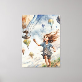 kind vliegende vliegers canvas afdruk