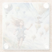 kind vliegende vliegers glazen onderzetter (Achterkant)