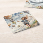 kind vliegende vliegers kartonnen onderzetters (Schuin)