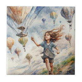 kind vliegende vliegers tegeltje