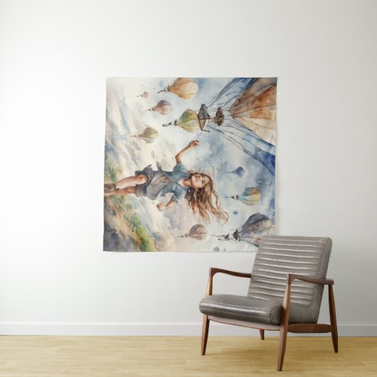 kind vliegende vliegers wandkleed (In Situ (horizontaal))