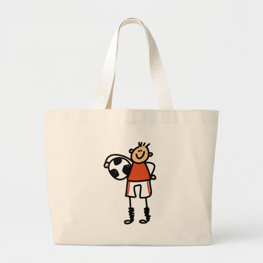 Kind Voetbal Grote Tote Bag (Voorkant)