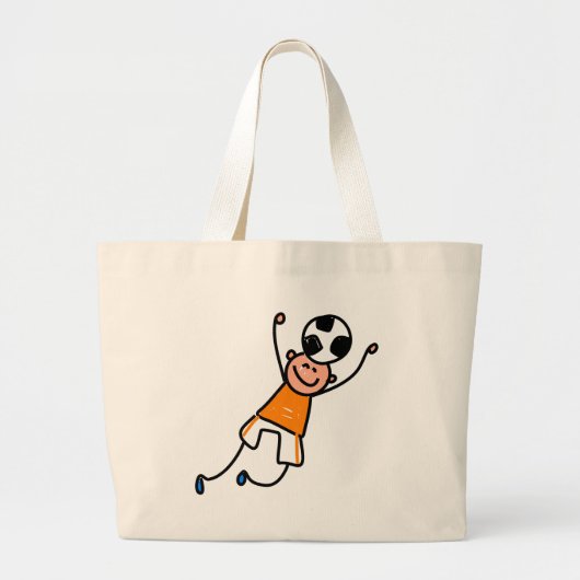 Kind Voetbal Grote Tote Bag (Voorkant)