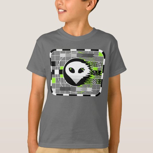 Kind voor Alien-T-shirt met grijs basisscherm T-shirt (Voorkant)