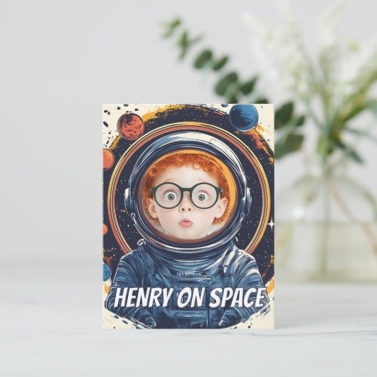 Kind voor  astronauten briefkaart (Staand voorkant)