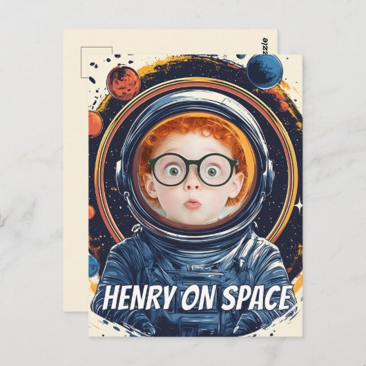 Kind voor  astronauten briefkaart (Voorkant / Achterkant)