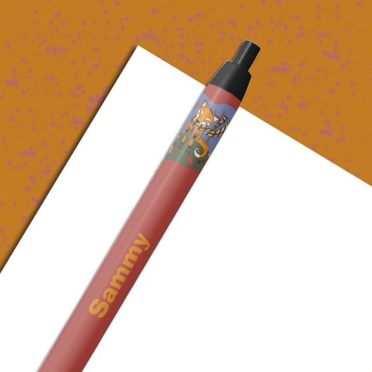 Kind voor bosvossen met naam zwarte inkt pen