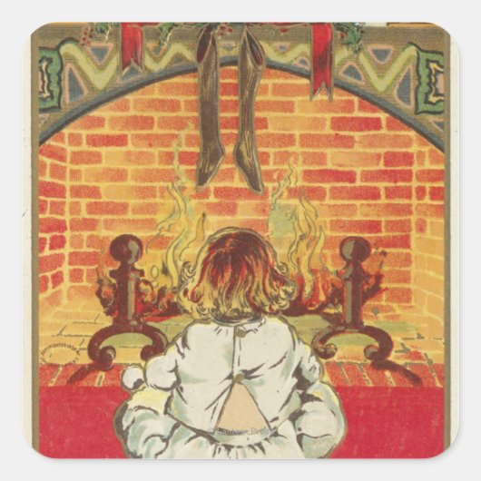 Kind voor Fireplace Vierkante Sticker (Voorkant)