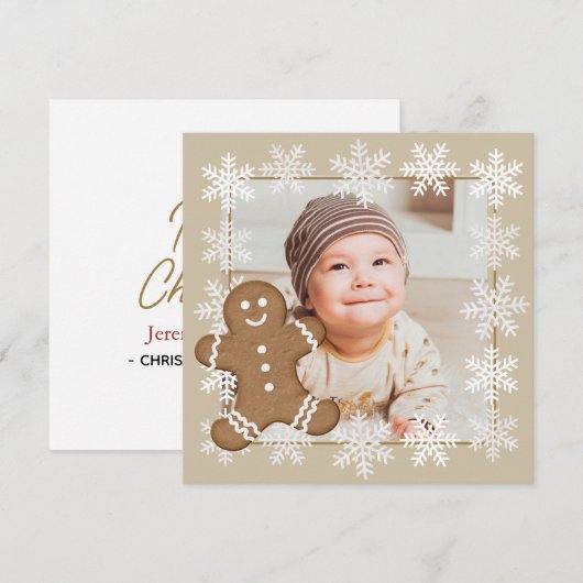 Kind voor kerstfeestdag in Gingerbrood Snowflake F Feestdagenkaart (Voorkant / Achterkant)