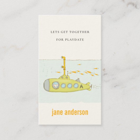 Kind voor onderwateronderzeeër afspeeldatum afroep visitekaartje (Voorkant)