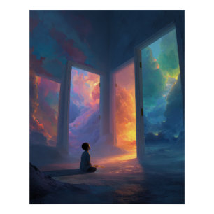 Kind Voor Portalen van Kleurrijke Werelden Perfect Poster
