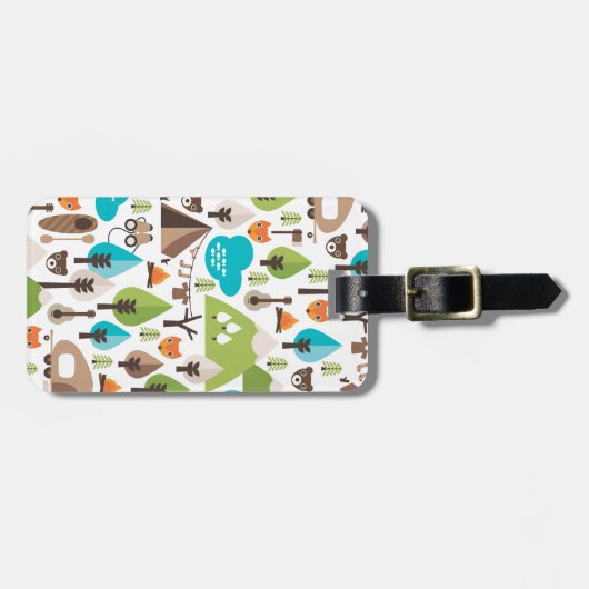 Kind vossen kamperen, bagagelabel van wilde dieren (Voorkant horizontaal)