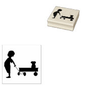Kind, Wagon en Puppy Rubberstempel (Gestempeld)