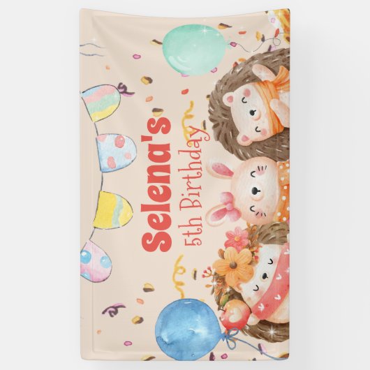 kind waterverf bosdieren spandoek (Verticaal)