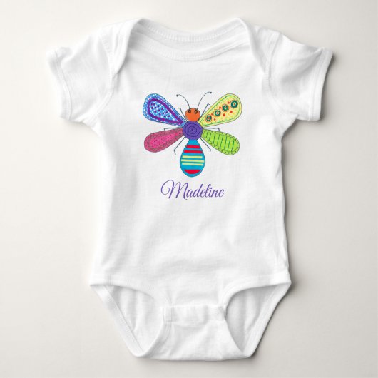 Kind Whimsical Bug Art Love Beauful Insects Romper (Voorkant)