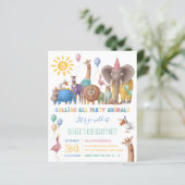 Kind Wild Party Animal Safari Birthday Uitnodiging (Staand voorkant)