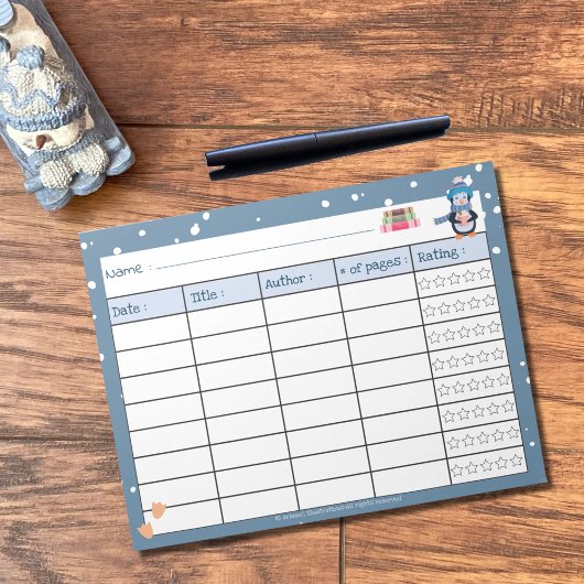 Kind Winter Reading Log met Waarderingen Notitiebl Notitieblok