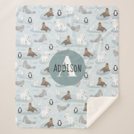 Kind winterpooldieren monogram sherpa deken