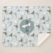Kind winterpooldieren monogram sherpa deken (Voorkant (horizontaal))