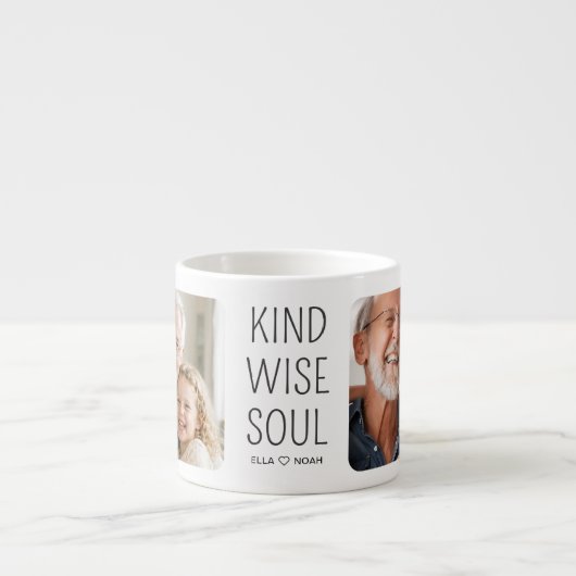 Kind Wise Soul Black Script 2 Foto Koffie Espresso Kop (Voorkant)