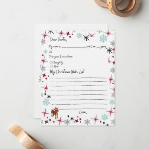 Kind - Wissenlijst aan Santa Stars Kleurkaart Notitiekaartje