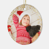 Kind: Yarly Kerstmis Gold Snowflakes - Aangepast Keramisch Ornament (Links)