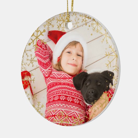 Kind: Yarly Kerstmis Gold Snowflakes - Aangepast Keramisch Ornament (Links)