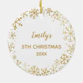 Kind: Yarly Kerstmis Gold Snowflakes - Aangepast Keramisch Ornament (Achterkant)