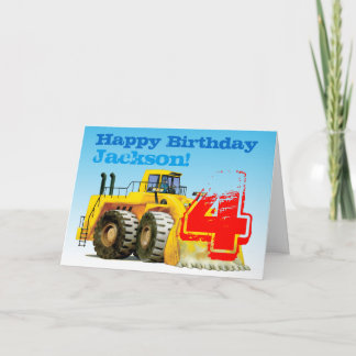 Kind Yellow Digger 4e verjaardag Kaart