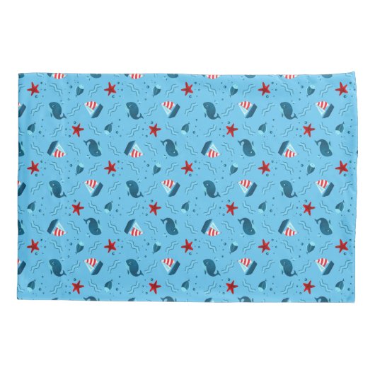 Kind Zaal Nautical Marine Sailboat Whale Starfish Kussensloop (Achterkant)