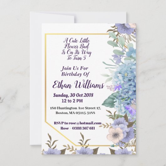 Kind Zachte Blauwe Kleine Bloem Hydrangea Birthday Kaart (Voorkant)