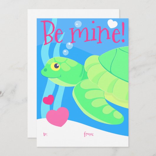 Kind zee schildpad Valentijn kaart (Voorkant / Achterkant)