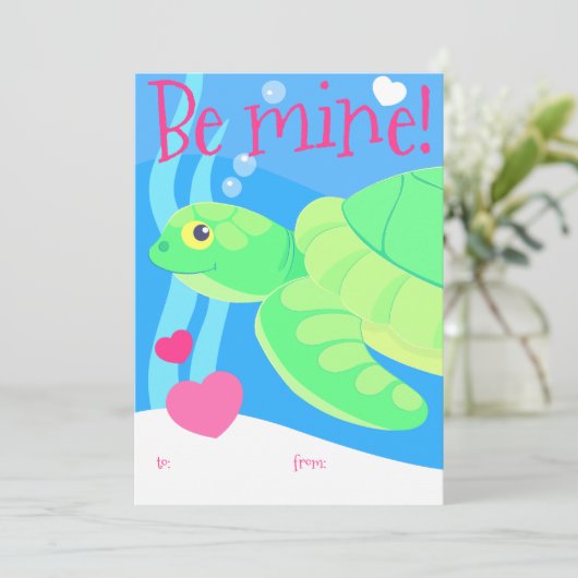 Kind zee schildpad Valentijn kaart (Staand voorkant)