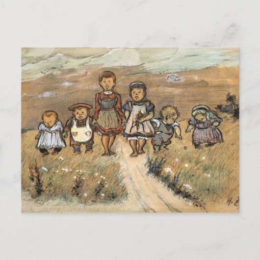 Kind - Zille - Vintage Beweging veroorzakend Briefkaart (Voorkant)