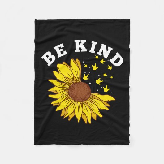 Kind Zonnebloem Asl Doof Fleece Deken (Voorkant)