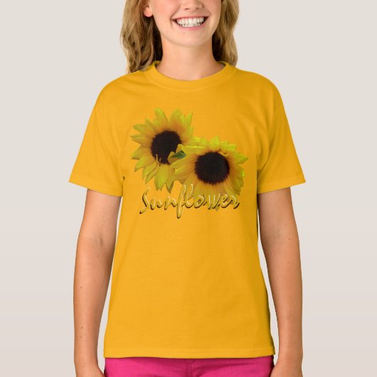 Kind Zonnebloem T-shirt Meisje Zonnebloem T-shirt (Voorkant)