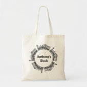 Kind zwart-wittrein, bibliotheek genaamd tote bag (Voorkant)