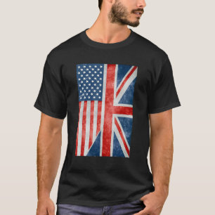 Kinda American Kinda British Ik ben allebei Vlag F T-shirt