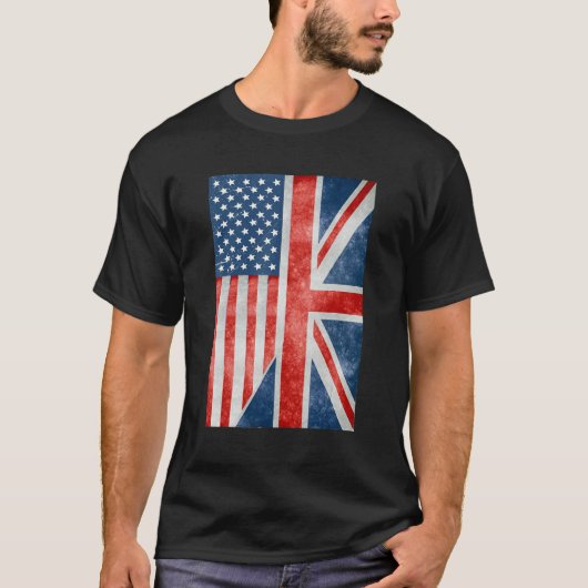 Kinda American Kinda British Ik ben allebei Vlag F T-shirt (Voorkant)