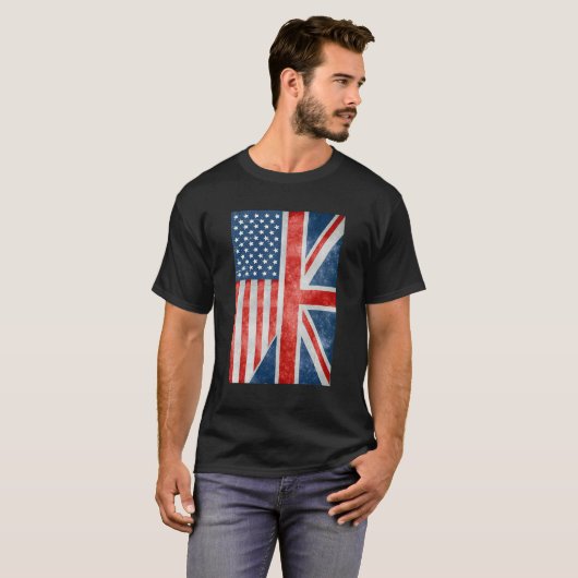 Kinda American Kinda British Ik ben allebei Vlag F T-shirt (Voorkant volledig)