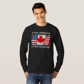 Kinda Amerikaanse Kinda Canadese Vlag Dubbele Burg T-shirt (Voorkant volledig)