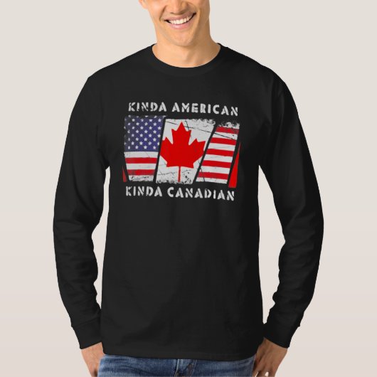 Kinda Amerikaanse Kinda Canadese Vlag Dubbele Burg T-shirt (Voorkant)
