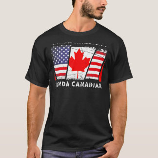 Kinda Amerikaanse Kinda Canadese Vlag Dubbele Burg T-shirt