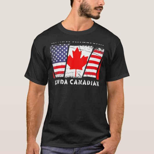 Kinda Amerikaanse Kinda Canadese Vlag Dubbele Burg T-shirt (Voorkant)